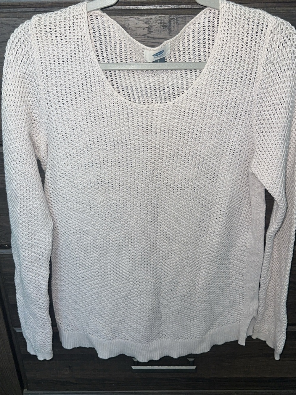 Old Navy White Open-Knit Scoop Neck Sweater